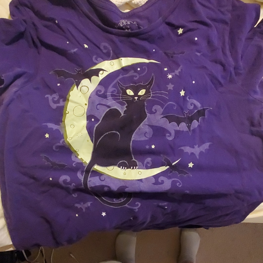 Purple black cat shirt